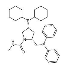 (2R,4R)-(+)-2-(二苯基膦基甲基)-4-(二环己基膦基)-N-甲基-1-吡咯烷甲酰胺 (R,R-MCCPM)结构式
