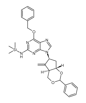 6-(benzyloxy)-9-((4aR,6S,7aS)-5-methylene-2-phenylhexahydrocyclopenta[d][1,3]dioxin-6-yl)-N-(trimethylsilyl)-9H-purin-2-amine Structure