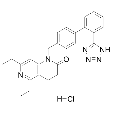 1-((2'-(2H-四氮唑-5-基)-[1,1'-联苯]-4-基)甲基)-5,7-二乙基-3,4-二氢-1,6-二氮杂萘-2(1H)-酮盐酸盐结构式