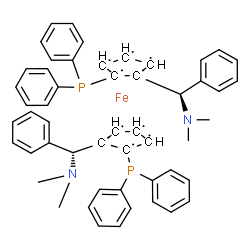 (R,R)-2,2'-双[(R)-(N,N-二甲基氨基)(苯基)甲基]-1,1'-双(二苯基膦基)二茂铁结构式