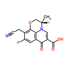 (S)-10-氰甲基-9-氟-2,3-二氢-3-甲基-7-氧代-7H-吡啶并[1,2,3-de]-1,4-苯并恶嗪-6-羧酸结构式