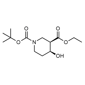1-(叔丁基)3-乙基(3R,4S)-4-羟基哌啶-1,3-二羧酸酯结构式
