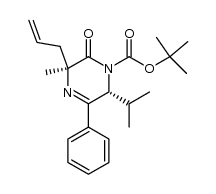 (3S,6R)-3-allyl-N-1-(tert-butoxycarbonyl)-6-isopropyl-3-methyl-5-phenyl-1,2,3,6-tetrahydro-2-pyrazinone结构式