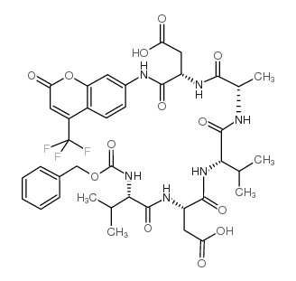 Z-缬氨酰-天冬氨酰-丙氨酰-天冬氨酸-氨基三氟甲基香豆素结构式