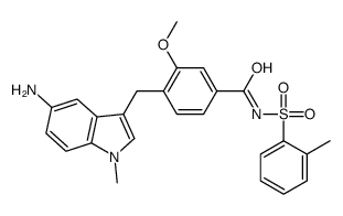 4-[(5-氨基-1-甲基-1H-吲哚-3-基)甲基]-3-甲氧基-N-[(2-甲基苯基)磺酰基]苯甲酰胺结构式