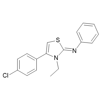4-(4-氯苯基)-3-乙基-N-苯基噻唑-2(3H)-亚胺结构式