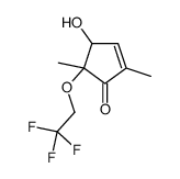 4-hydroxy-2,5-dimethyl-5-(2,2,2-trifluoroethoxy)cyclopent-2-en-1-one结构式