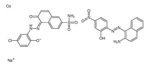 sodium [2-[(2-amino-1-naphthyl)azo]-5-nitrophenolato(2-)][5-[(5-chloro-2-hydroxyphenyl)azo]-6-hydroxynaphthalene-2-sulphonamidato(2-)]cobaltate(1-) Structure