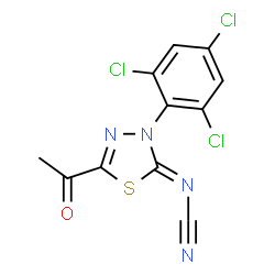 2-Acetyl-5-cyanimino-4,5-dihydro-4-(2,4,6-trichlorophenyl)-1,3,4-thiadiazole Structure