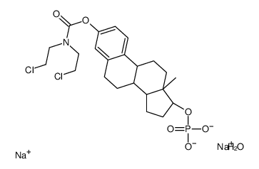 disodium,[(13S,17S)-3-[bis(2-chloroethyl)carbamoyloxy]-13-methyl-6,7,8,9,11,12,14,15,16,17-decahydrocyclopenta[a]phenanthren-17-yl] phosphate,hydrate Structure