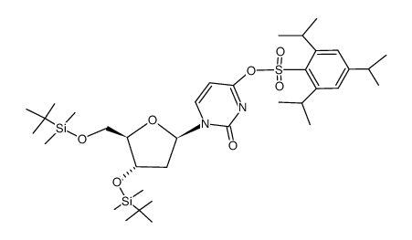 2'-deoxy-3',5'-bis-O-(tert-butyldimethylsilyl)-4-O-[(2,4,6-triisopropylbenzene)sulfonyl]uridine Structure