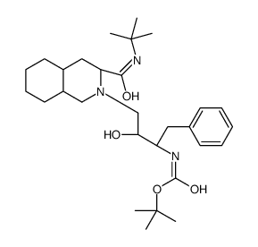 tert-butyl N-[(2S,3R)-4-[(3S,4aS,8aS)-3-(tert-butylcarbamoyl)-3,4,4a,5,6,7,8,8a-octahydro-1H-isoquinolin-2-yl]-3-hydroxy-1-phenylbutan-2-yl]carbamate structure