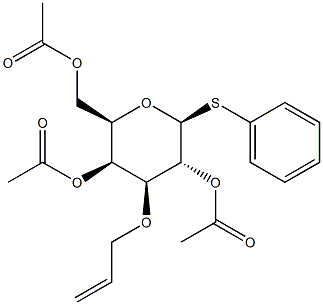 苯基-2,4,6-三-O-乙酰基-3-O-烯丙基-1-硫代-Β-D-吡喃半乳糖苷结构式