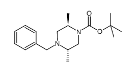 4-benzyl-2R,5S-dimethyl-piperazine-1-carboxylic acid tert-butyl ester结构式
