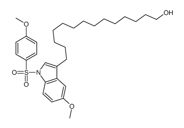 14-[5-methoxy-1-(4-methoxyphenyl)sulfonylindol-3-yl]tetradecan-1-ol Structure