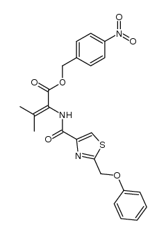 2-phenoxymethyl-4-(2'-methylprop-1'-enylaminocarbonyl-1'-nitrobenzyloxycarbonyl)thiazole结构式