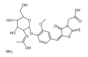 5-(4-(2-acetamido-2-deoxyglucopyranosyloxy)-3-methoxyphenylmethylene)-2-thioxothiazolidin-4-one-3-ethanoate Structure