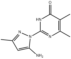 2-(5-氨基-3-甲基-1H-吡唑-1-基)-5,6-二甲基嘧啶-4(3H)-酮结构式