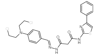 N-[[4-[bis(2-chloroethyl)amino]phenyl]methylideneamino]-N-(4-phenyl-1,3-thiazol-2-yl)propanediamide结构式