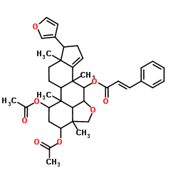 17α-(3-Furyl)-4,5,5',6-tetrahydro-4β,8-dimethylandrost-5-eno[6,5,4-bc]furan-14-ene-1α,3α,7α-triol 1,3-diacetate 7-(3-phenylpropenoate) Structure