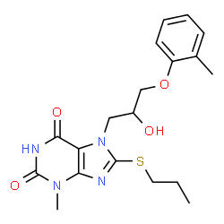 7-(2-hydroxy-3-(o-tolyloxy)propyl)-3-methyl-8-(propylthio)-3,7-dihydro-1H-purine-2,6-dione Structure