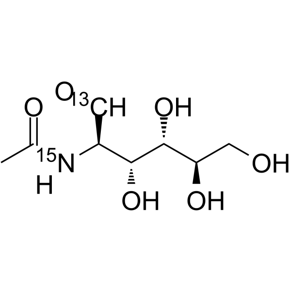 N-乙酰-D-氨基葡萄糖 13C,15N结构式
