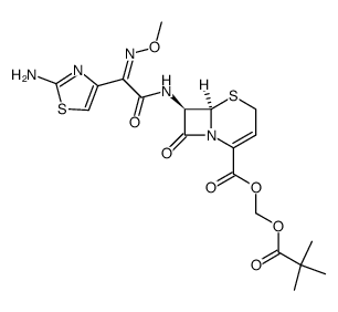 pivaloyloxymethyl 7β-[(Z)-2-(2-aminothiazol-4-yl)-2-methoxyiminoacetamido]-3-cephem-4-carboxylate结构式