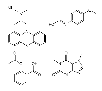 2-acetyloxybenzoic acid,N,N-dimethyl-1-phenothiazin-10-ylpropan-2-amine,N-(4-ethoxyphenyl)acetamide,1,3,7-trimethylpurine-2,6-dione,hydrochloride结构式