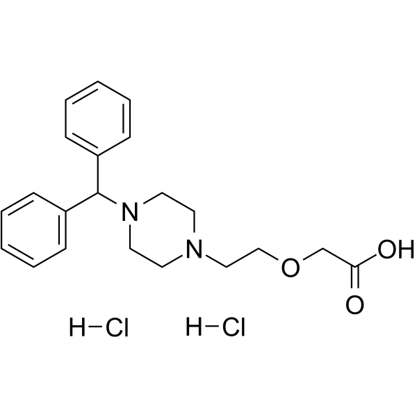 2-[2-[4-(二苯基甲基)-1-哌嗪基]乙氧基]-乙酸,盐酸盐 (1:2)结构式
