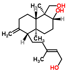 [1S-[1ALPHA,2BETA,4ABETA,5BETA(E),8AALPHA]]-十氢-2-羟基-5-(5-羟基-3-甲基-3-戊烯基)-1,4A-二甲基-6-亚甲基-1-萘甲醇结构式