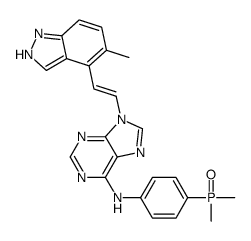 N-[4-(Dimethylphosphoryl)phenyl]-9-[(E)-2-(5-methyl-1H-indazol-4- yl)vinyl]-9H-purin-6-amine结构式