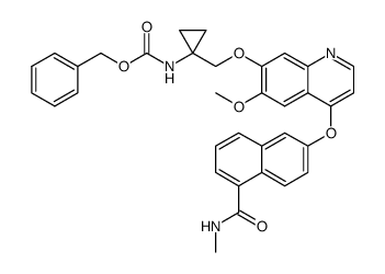 benzyl 1-((6-methoxy-4-(5-(methylcarbamoyl)naphthalen-2-yloxy)quinolin-7-yloxy)methyl)cyclo-propylcarbamate结构式