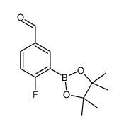 4-氟-3-(4,4,5,5-四甲基-1,3,2-二氧硼杂环戊烷-2-基)苯甲醛结构式