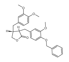 (3R,4R)-3-[(3-methoxy-4-benzyloxyphenyl)methyl]-4-[(3,4-dimethoxyphenyl)methyl] dihydro-2-(3H)-furanone Structure