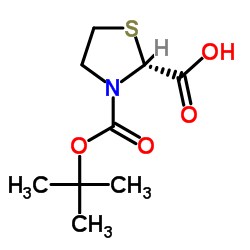(R)-3-(叔-丁氧羰基)噻唑烷-2-羧酸结构式