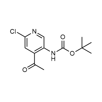 N-(4-乙酰基-6-氯-3-吡啶基)氨基甲酸叔丁酯结构式