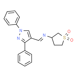 (E)-3-(((1,3-diphenyl-1H-pyrazol-4-yl)methylene)amino)tetrahydrothiophene 1,1-dioxide结构式