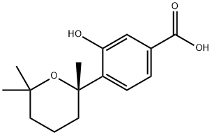 (-)-3-Hydroxy-4-(tetrahydro-2,6,6-trimethyl-2H-pyran-2-yl)benzoic acid structure