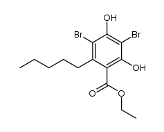 ethyl 2,4-dihydroxy-3,5-dibromo-6-pentylbenzoate structure