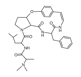 (32S,6S)-6-benzyl-31-[N-(N,N-dimethyl-L-alanyl)-L-leucyl]-(32rH,33tH)-2-oxa-5,8-diaza-1(1,4)-benzena-3(3,2)-pyrrolidina-cyclodecaphan-9c-ene-4,7-dione Structure