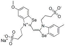 Benzoselenazolium, 5-methoxy-2-[[5-methyl-3-(3-sulfopropyl)-2(3H)-benzoselenazolylidene]methyl]-3-(3-sulfopropyl)-, inner salt, sodium salt Structure
