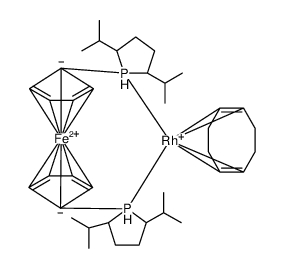 1,1-双((2R,5R)-2,5-二-异丙基磷杂环戊烷)二茂铁(环辛二烯)铑(I)结构式