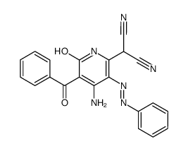 2-(4-Amino-5-benzoyl-6-hydroxy-3-phenylazo-pyridin-2-yl)-malononitrile Structure