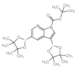 3,5-双(4,4,5,5-四甲基-1,3,2-二噁硼烷-2-基)-1H-吡咯并[2,3-b]吡啶-1-羧酸叔丁酯结构式