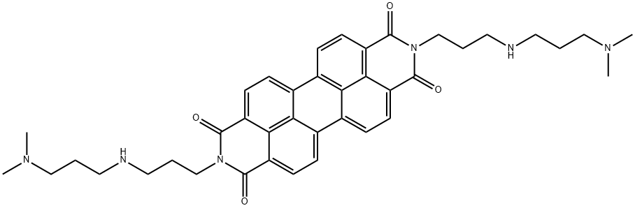 2,9-双(3-((3-(二甲基氨基)丙基)氨基)丙基)- 3,3'-(1,3,8,10-四蒽酮并[2,1,9-DEF:6,5,10-D'E'F']二异喹啉结构式