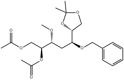 D-allo-Heptitol, 4-deoxy-3-O-methyl-6,7-O-(1-methylethylidene)-5-O-(phenylmethyl)-, diacetate Structure