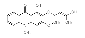 9(10H)-Acridinone,1-hydroxy-3-methoxy-10-methyl-2-[(3-methyl-2-buten-1-yl)oxy]-结构式