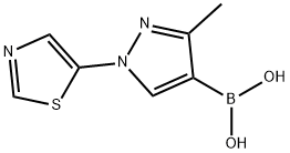 3-Methyl-1-(thiazol-5-yl)pyrazole-4-boronic acid结构式