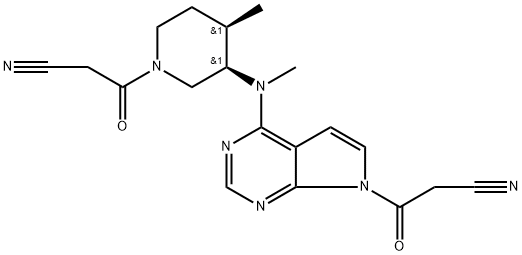 7H-Pyrrolo[2,3-d]pyrimidine-7-propanenitrile, 4-[[(3R,4R)-1-(2-cyanoacetyl)-4-methyl-3-piperidinyl]methylamino]-β-oxo- Structure