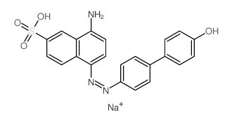 2-Naphthalenesulfonicacid, 8-amino-5-[2-(4'-hydroxy[1,1'-biphenyl]-4-yl)diazenyl]-, sodium salt(1:1) Structure